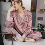 Pyjama Léopard Satin Rose